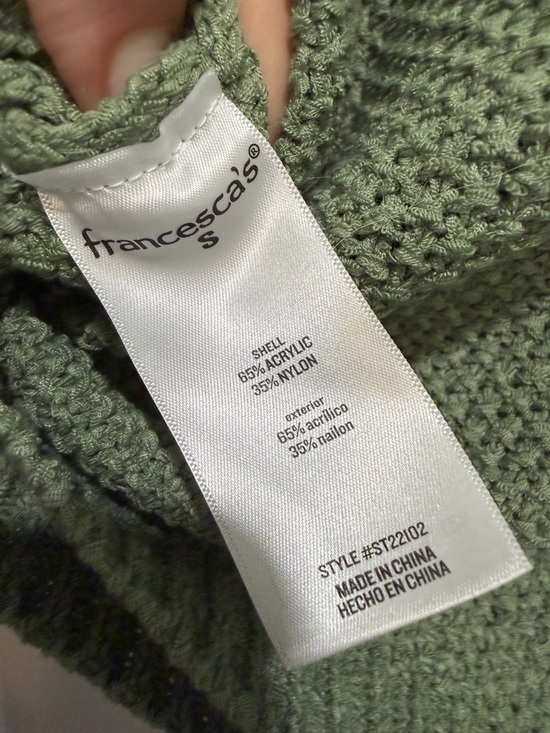 Francesca’s Sage Green Knit Top Womens Small Short Sleeve Textured NWT - Picture 4 of 5